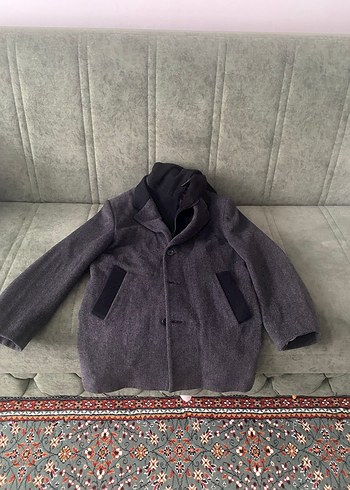 Gri Düğmeli Erkek çocuk Kaban - Görsel 2