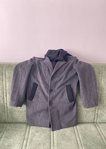 Gri Düğmeli Erkek çocuk Kaban - Görsel 3