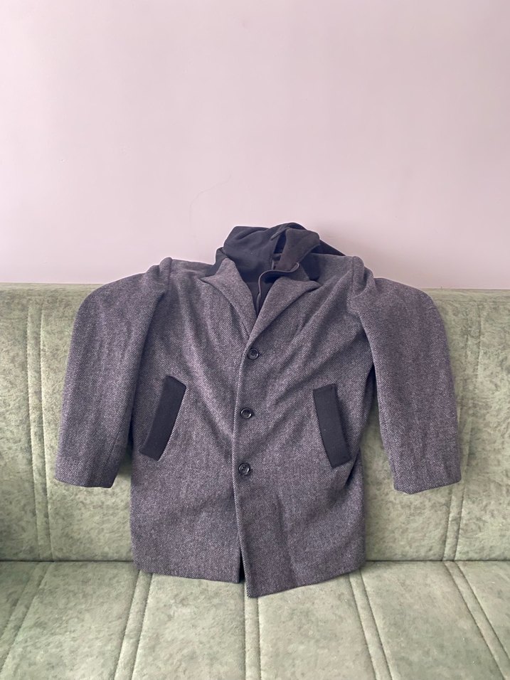 Gri Düğmeli Erkek çocuk Kaban - Görsel 3