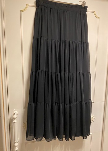 Diğer Siyah Pilili Uzun Strappy Elbise