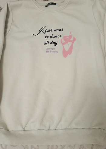 Beyaz Baskılı Kadın Sweatshirt - Görsel 2