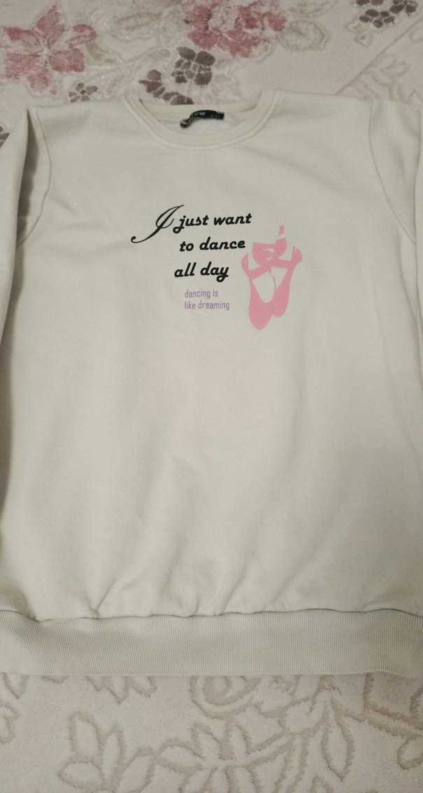 Beyaz Baskılı Kadın Sweatshirt - Görsel 2