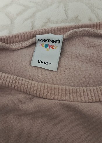 Kızlar için dantel detaylı pembe sweatshirt - Görsel 3