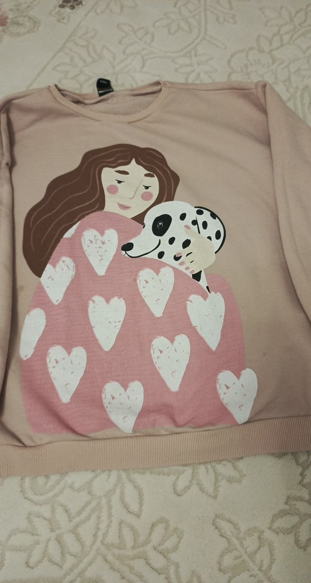 Kızlar için dantel detaylı pembe sweatshirt - Görsel 2