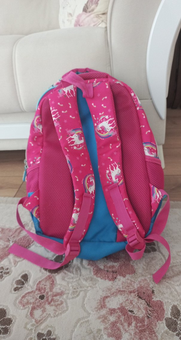Renkli Unicorn Desenli Pembe Çocuk Okul Çantası - Görsel 5