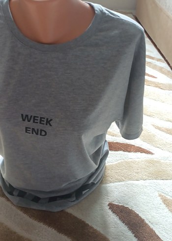 xl Beden Gri Baskılı Hamile Tişörtü, Kemerli