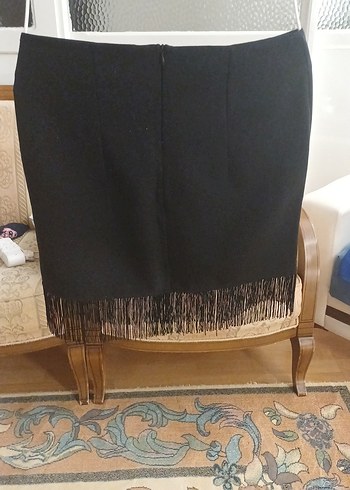 Collezione Püsküllü Siyah Midi Mini Etek