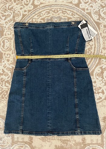 xl Beden mavi Renk Trendyol straplez mini denim elbise