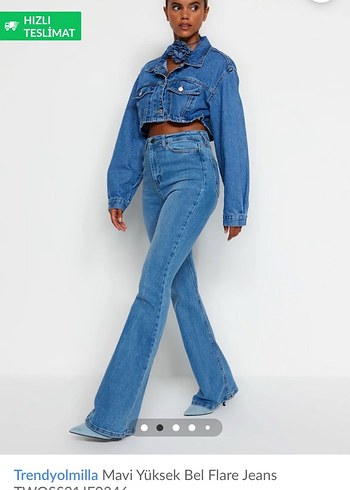 Trendyolmilla Mavi Yüksek Bel Flare jeans