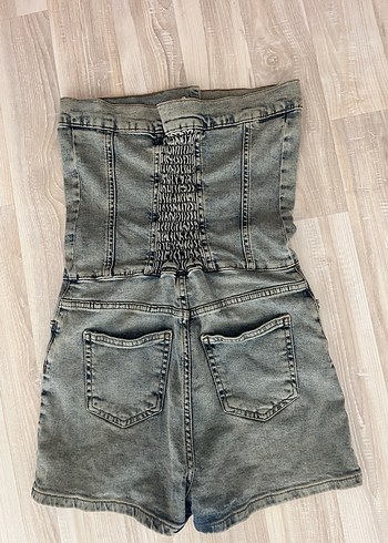 Trendyol milla mavi dikiş detaylı denim kadın tulum - Görsel 8