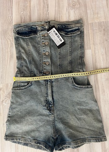 Trendyol milla mavi dikiş detaylı denim kadın tulum - Görsel 6