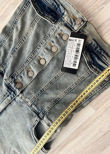 Trendyol milla mavi dikiş detaylı denim kadın tulum - Görsel 4