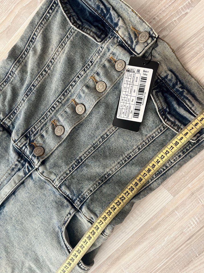 Trendyol milla mavi dikiş detaylı denim kadın tulum - Görsel 4