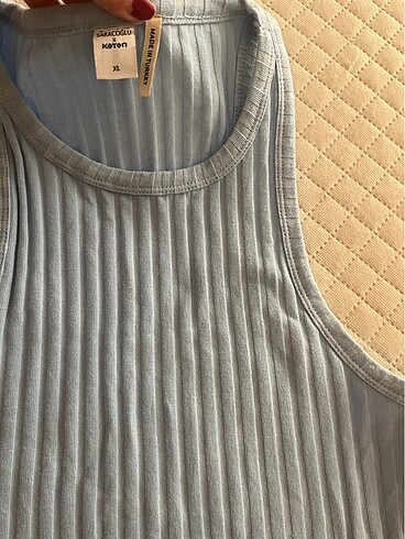 xl Beden Koton fitilli halter yaka crop bluz