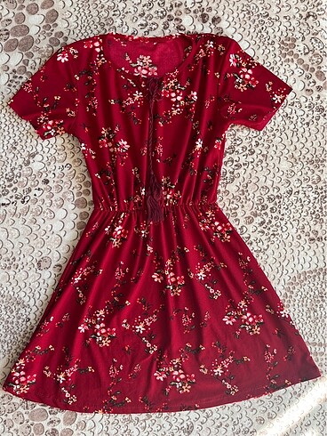 LC Waikiki Bordo kız çocuk elbise