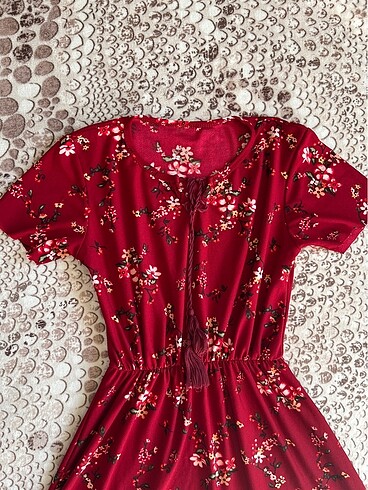 11-12 Yaş Beden Bordo kız çocuk elbise