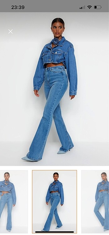 Milla mavi yüksek bel flare jeans
