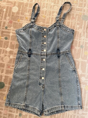 Trendyol mavi denim şort tulum