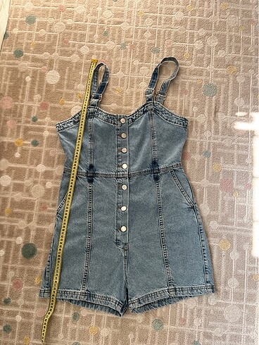 l Beden mavi Renk Trendyol mavi denim şort tulum