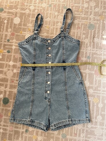 l Beden Trendyol mavi denim şort tulum