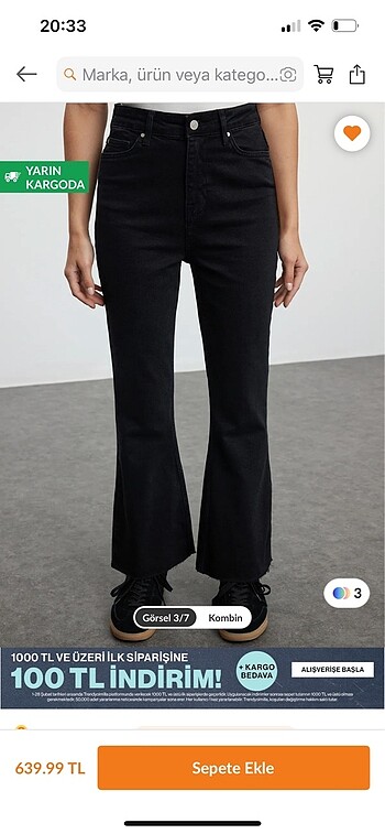 Trendyol antrasit yüksek bel crop flare jeans