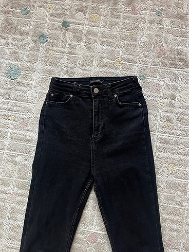 xs Beden Trendyol antrasit yüksek bel crop flare jeans