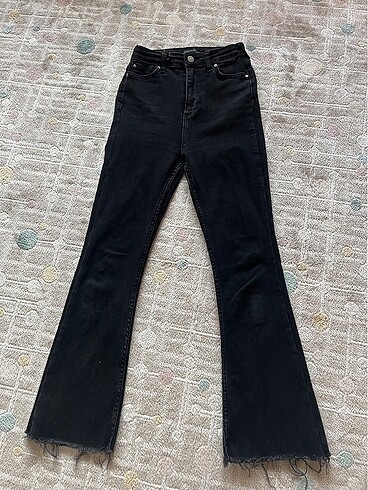 Trendyol & Milla Trendyol antrasit yüksek bel crop flare jeans
