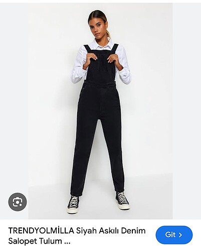 Trendyol siyah askılı denim slopet tulum