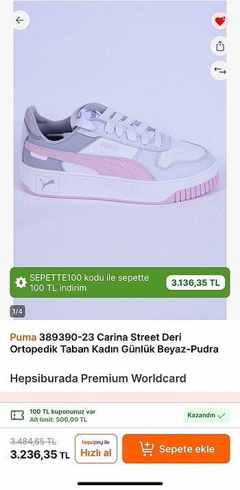 Puma 389390-23 carina street ayakkabı