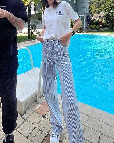 H&M H&M çizgili straight jeans