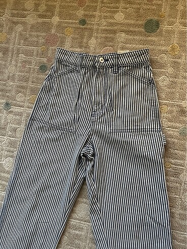 xs Beden mavi Renk H&M çizgili straight jeans