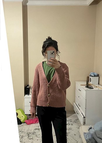 Pembe Triko Kadın Hırka