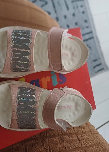 Kız Çocuk Pembe Desenli Cırt Cırtlı Terlik