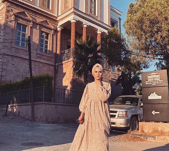 36 Beden camel Renk Meri store bej elbise tesettür uzun