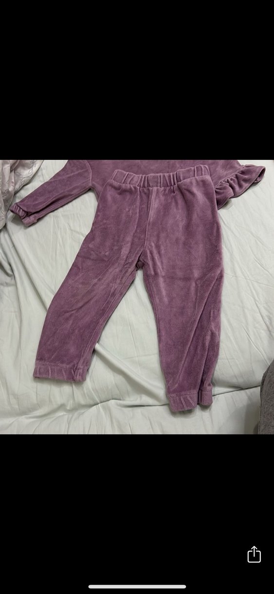 Mor Kapüşonlu Fırfırlı Kız Eşofman Takımı - Görsel 2