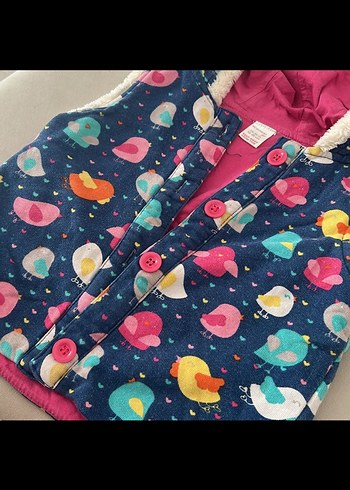 Kapüşonlu Renkli Kız Çocuk Yelek - Görsel 3