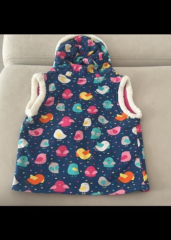 Kapüşonlu Renkli Kız Çocuk Yelek - Görsel 4