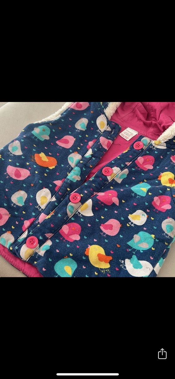 Kapüşonlu Renkli Kız Çocuk Yelek - Görsel 3