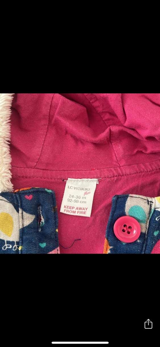 Kapüşonlu Renkli Kız Çocuk Yelek - Görsel 2