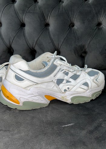 Beyaz Mavi Renkli Bağcıklı Erkek Sneakers - Görsel 4