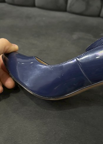 Lacivert bantlı Stiletto kadın ayakkabı - Görsel 8