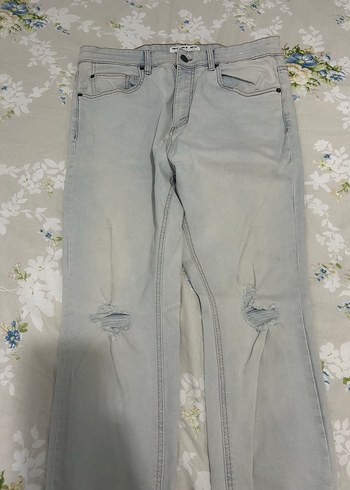 Buz mavisi dizleri yırtık model erkek kot pantolon - Görsel 3