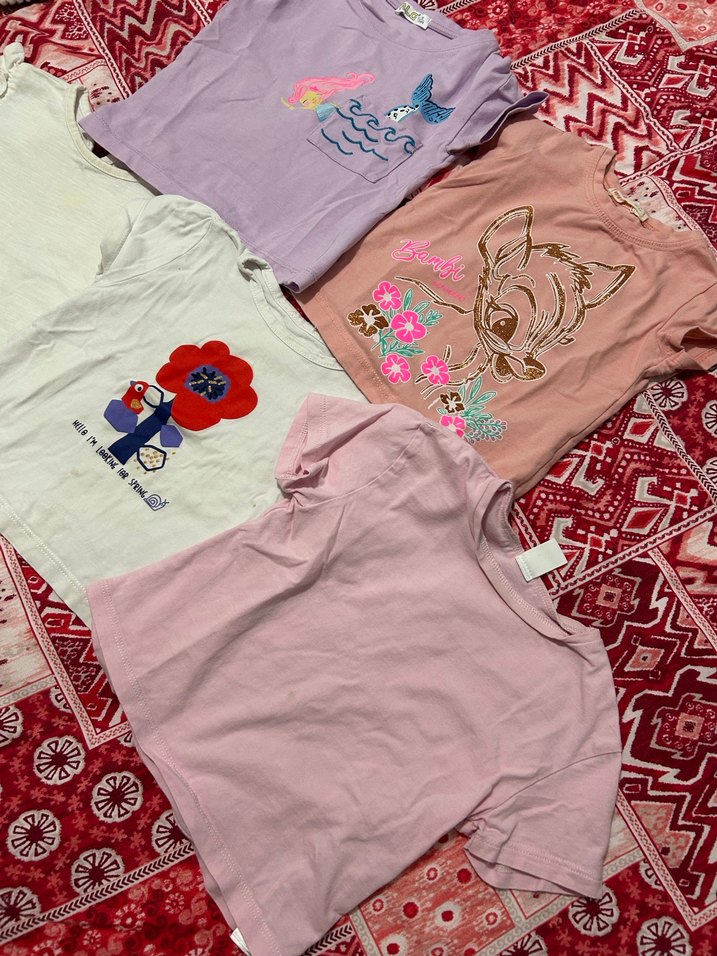 Kız Çocuk Pamuklu Baskılı Kısa Kollu Tişört - Görsel 2