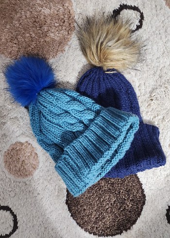 Renkli Ponponlu Kadın Örgü Bere - Görsel 2