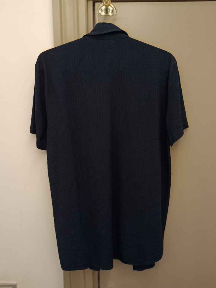 Siyah Keten Erkek Kısa Kollu Gömlek - Görsel 3