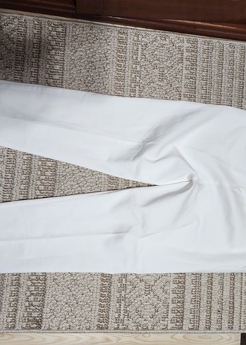 Beyaz Kadın Pamuk Kumaş Pantolon pamuk saten kumaş - Görsel 2