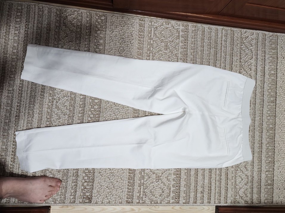 Beyaz Kadın Pamuk Kumaş Pantolon pamuk saten kumaş - Görsel 2