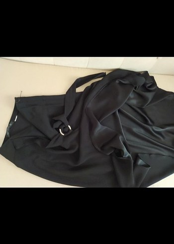 ZARA kuşak detaylı Siyah Uzun Kadın Etek - Görsel 3