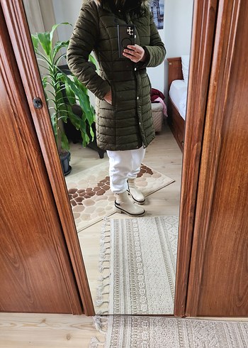 Us polo Kadın haki  Kürklü Uzun Kışlık Mont rengi koyudur - Görsel 13