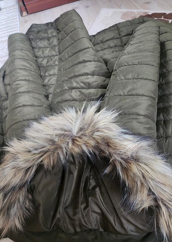 Us polo Kadın haki  Kürklü Uzun Kışlık Mont rengi koyudur - Görsel 4